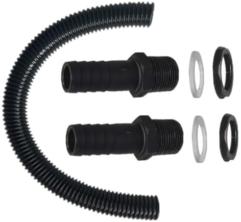 Kit connettori per cisterna, confezione da 2 connettori per cisterna da 25 mm, set di collegamento per canna da pioggia con tubo in PVC da 0, 5 m, due raccordi per serbatoio