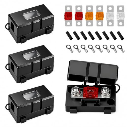 Lot de 4 porte fusible midi 12V avec 6 Pièces 40 A/50 A/80 A