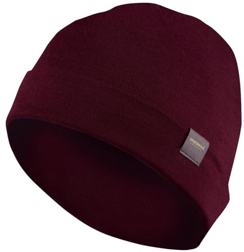 MERIWOOL Kids Merino Wool Beanie Hat - Warm, Breathable Unisex Children Knit Cap for Boys and Girls Wine