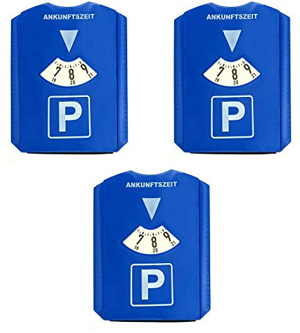 HAC24 Juego de 3 discos de aparcamiento con raspador de hielo y labio de goma, plástico, 15,5 x 12 cm, color azul