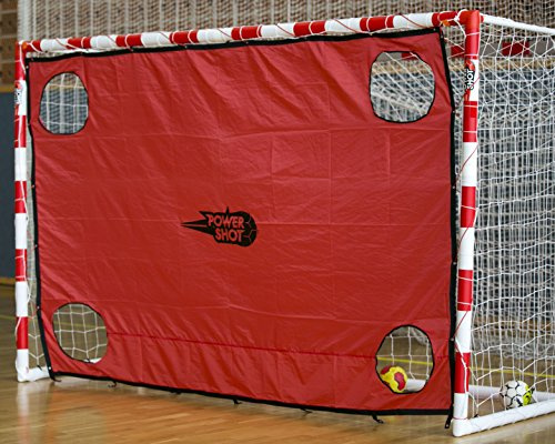 POWERSHOT But Handball transportable 3 x 2 m OU Mini Handball 2,4 x 1,7 m - Résistant, léger et Facile à Monter - avec Options (But 3 x 2 + Mur de tir Rouge)