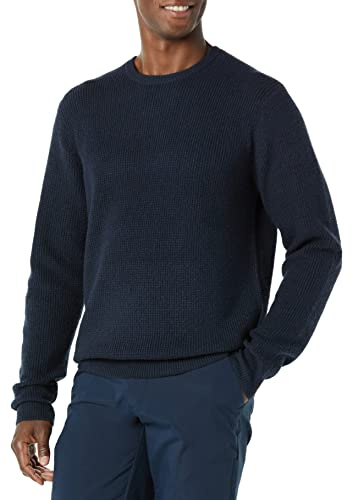 Amazon Essentials Herr långärmad mjuk beröring våffelsöm rund hals, marinblå, X-Large