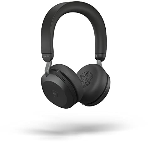 Jabra Evolve2 75 trådlöst PC-headset med 8-mikrofonteknik – stereohörlurar med dubbla skum, avancerad aktiv brusreducering, USB-A Bluetooth-adapter och UC-kompatibilitet – svart