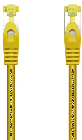 AISENS A146-0473 Cable de red latiguillo RJ45 LSZH Cat.7 600 MHz S/FTP PIMF AWG26, amarillo, 0.5m