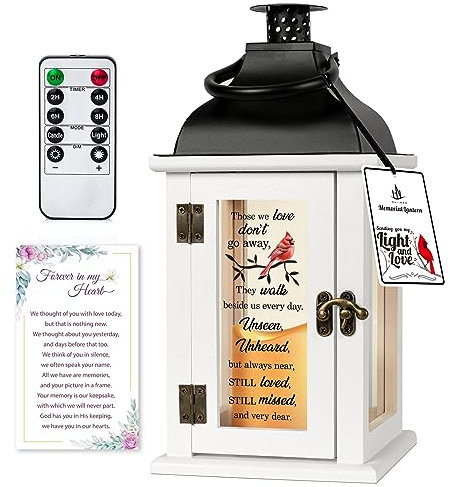 HN HAIINAA Memorial Lantern - Bereavement Sympathy Gifts for Loss of Loved One Memorial Gifts for Loss of Mother Loss of Father Remembrance Gifts Thoughtful Funeral Gifts with LED Candle and Remote