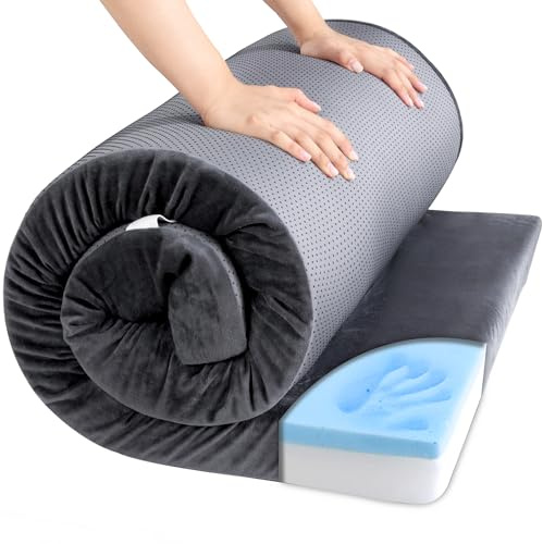HOMBYS Portable Memory Foam Camping Mattress for Outdoor Sleeping, 3 Thick Waterproof Roll Up Camping Mattress Pad Mat for Travel Truck Bed Tent (Dark Grey, Small Single-72x24x3)