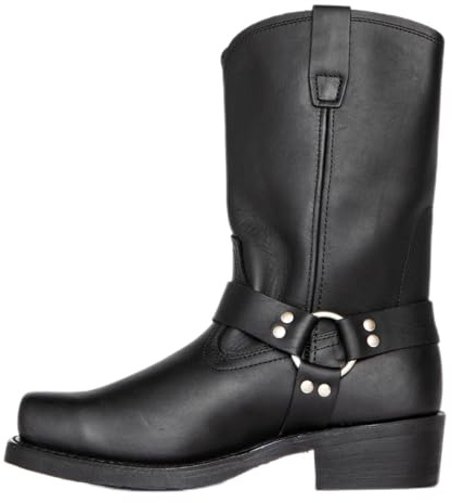 DJFOG Stivali da Moto da Uomo con Punta Quadrata, Stivali da Uomo con Stivaletti con Punta Quadrata e Cerniera Laterale,Nero,47