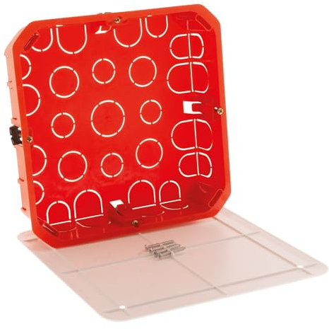 Zenitech, Boîte de Dérivation Cloison Sèche 170x170x45mm Rouge, Couvercle Ajustable pour Installation Électrique Sécurisée, Vis Incluses pour Montage Facile, Compatible Cloisons Sèches