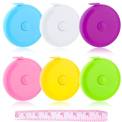 Ouligay Lot de 6 mètres à ruban de couture pour le corps, rétractables, petit mètre à coudre, pour mesurer la poitrine