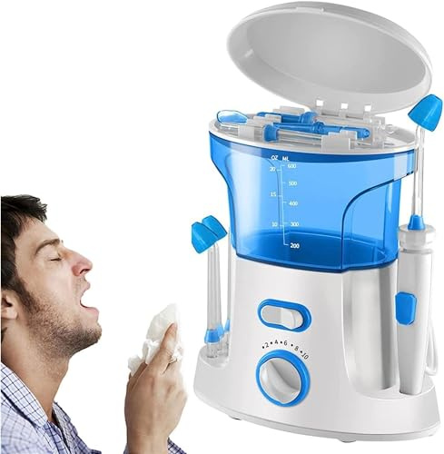 Electric Nasal Cleaner Sinus Cleaner Machine, Pulsating Nasal Irrigation Sinus Rinse System with 10 Pressure Modes Nose Cleaning Machine Electric Neti Pot for Adult & Kids, 360°Rot