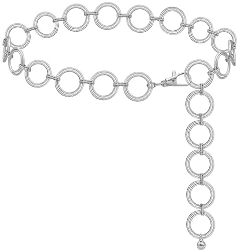 LIMHOO Metal Waist Chain for Women Chunky Belly Link Chain Belt for Dresses (XL447 O-ring Silver L)