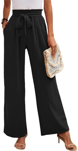 MorFansi Femme Pantalon Jambe Large Haute Taille Elastique Été Jogging Confortable Pantalons Fluide Décontracté Pants de Plage avec Poches