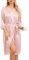Sopesil Peignoir Satin Femme Robes du Matin Longues pour Femmes Bordure en Dentelle Robes de Mariée Vêtements de Nuit Doux Rose,XXL