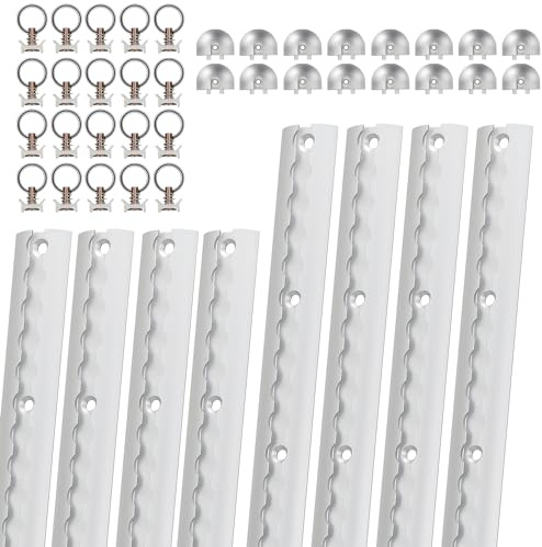 Fiqops Airlineskena 8 x 1 m aluminium, backskenor rund halvcirkelform, flygbaneskenor set med 20 flygskenor-montering ring 16 airlineskenor, ändlock, för lastbilar och husbilar