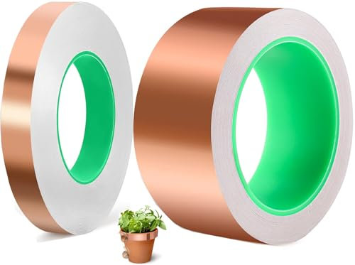 2 Piezas Cinta de Cobre contra Caracoles, Cintas Cobre Repelentes Babosas y Caracoles Cinta De Cobre Autoadhesiva Eficaz Protección Contra Caracoles para Jardines Y Plantas (40mmx20m+10mmx20m)