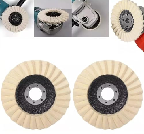FiTspi Lot de 2 disques à lamelles en feutre de 115 mm, disques de polissage en laine, disques de polissage pour meuleuse d'angle pour polir le métal et le bois