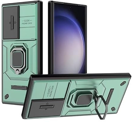 BEENTRYS Funda para Xiaomi Redmi 13 4G / 13 5G Funda,Soporte Anillo Cubierta de Cámara Deslizante Magnético para Coche PC y Silicona TPU Grado Militar Armor Antigolpes Bumper Cover Carcasa-Verde