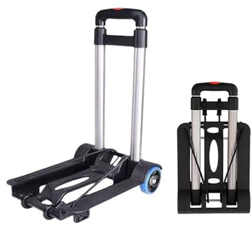 Carrello Con Ruote Portatutto,Carrello Portapacchi Pieghevole,Carrellino Con Ruote Portatutto Telescopico,Adatto Per Casse Di Bevande,Vasi Da Fiori,Viaggi Di Lavoro (Nero, 25 * 45 cm)