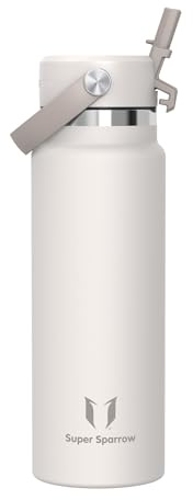 Sparrow Trinkflasche Edelstahl 1L - Weiter Öffnung SwivelSip Thermosflasche mit Strohhalm - BPA-frei, Auslaufsicher Trinkflaschen - Ergonomisch Thermoskanne für Sport, Reisen, Outdoor