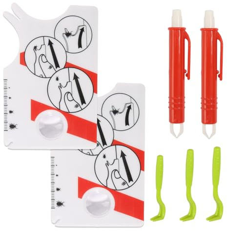 Juego de 7 tarjetas para garrapatas, pinzas para garrapatas, extractor de garrapatas, tarjeta con lupa, pinzas para eliminar garrapatas y eliminar garrapatas de forma rápida y segura