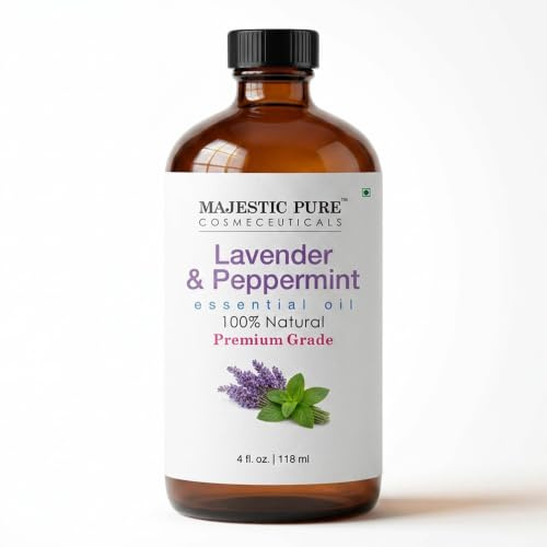 Majestic Pure Lavender & Peppermint Essential Oil, 118ml | 100% Natural Essentials Oils Ideal for Aromatherapy, Massage, candle making, soap making and custom essential oil blends