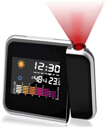 SVEGLIA DIGITALE DA COMODINO CON PROIETTORE LASER IGROMETRO OROLOGIO DATA