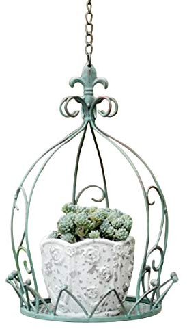 TentHome Blumentopf Hängend Metall Pflanzgefäß Hängetopf für Pflanzen Aufhänger Halter Regal Hängepflanztopf Hängeblumentopf für Garten Balkon, Innen- und Außen Grün