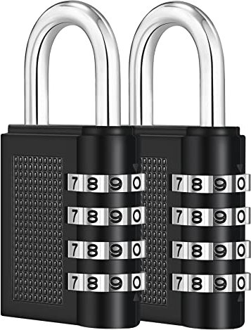 ZHEGE Padlock for Gym Locker, 4 Digit Combination Padlocks with Code Outdoor for Gate, Door, Shed, Fence, Code Padlock for School Locker, Cabinet, Toolbox (2 Pack, Black)