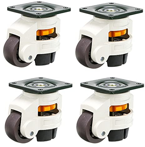 Skelang Ruedas para muebles, rueda giratoria, ruedas niveladoras retráctiles de 360 ​grados, aleación de nailon y aluminio, capacidad de carga 250 kg, 4 piezas