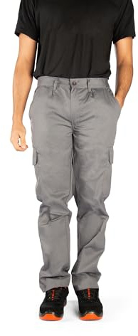 Security Line Essence Pantalones de Seguridad Laborales Cargo Multibolsillos para Hombre Pantalones elásticos de Alta Visibilidad (Gris, 36)