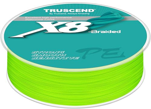 TRUSCEND X8 Braided Fishing Line, Upgraded Spin Fishing Wire,Smooth and Ultra Thin, Super Strength and Abrasion Resistant, No Stretch and Low Memory,A3-10lb/0.10mm/328yds
