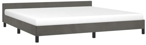 vidaXL Sängram med huvudgavel mörkgrå 200x200 cm sammet, säng, sovrumsmöbel, sängbotten, sängar, sovrumsmöbler, dubbelsäng, dubbelsängar, sammetssäng