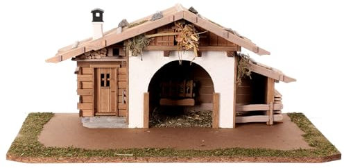 Holyart Stalla presepe capanna Legno 25x65x35cm pagliaio per presepi 10-12cm