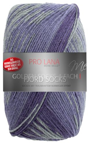 Frida's Wollhaus Pro Lana 100 g Golden Socks 4 hebras Garn para calcetines Fjord, 16 colores (192 | Violeta)