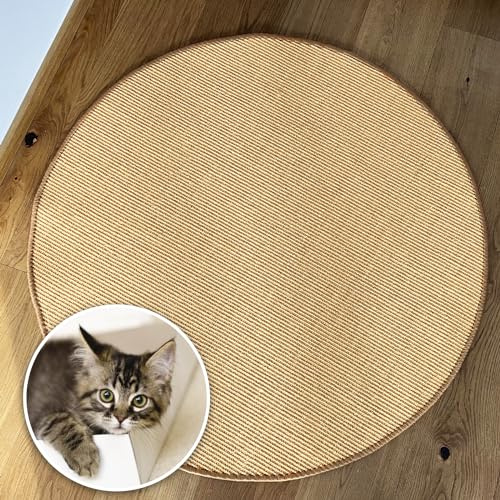 Floordirekt Tapis à gratter pour chats rond de 80 cm de diamètre en sisal naturel - Tapis à gratter pour chats - Possibilités de grattage pour chats - Meuble à gratter pour le mur ou le sol - Robuste