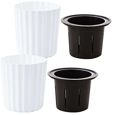 POPETPOP 2 Stück Selbstbewässernde Pflanzgefäße Aus Weißem Kunststoff Moderner Blumentopf Mit Fenster Für Zimmerpflanzen Blumen Usambaraveilchen Sukkulenten