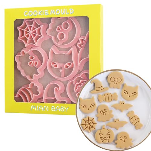 8 stycken halloween kakskärare, halloween kakskärare bakset för, 3D fondant kakformar, kakmått plast för barn, pumpa häxa gravsten katt uggla spöke skalle