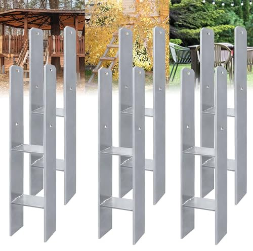 ACXIN Lot de 6 supports de poteau en H - Ancrage en H en acier inoxydable avec revêtement pour installations stables en plein air - 121 x 600 mm - Épaisseur du matériau : 5 mm