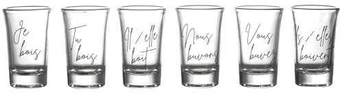 COOK CONCEPT - KA0388 Verres à Shot en Verre Transparent, Style Moderne, pour Cocktails, Bières et Jus, Ensemble de 6 Pièces, Capacité 60 ML, Facile à Nettoyer