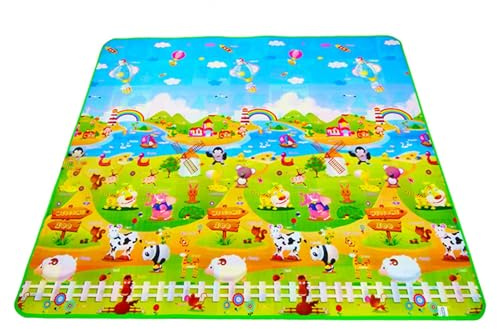 Nybhyjka 180x120cm Tappeto Grande Da Gioco Tappeto Da Gioco Per Bambini Reversibile E Atossico, Pieghevole, Impermeabile, Tappeto Strisciante, Tappeto Da Gioco Per Bambini Per Bambini 6-12 Mesi