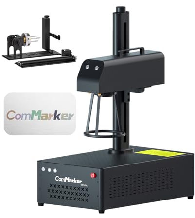 ComMarker B4 60W JPT Mopa Fiber Laser Engraving Machine with Rotary Axis,Support Lightburn Laser Engraver with 2Lens,2in1 Desktop Handheld Color Marking Machine for Stainless Steel,Ring,Tumbler