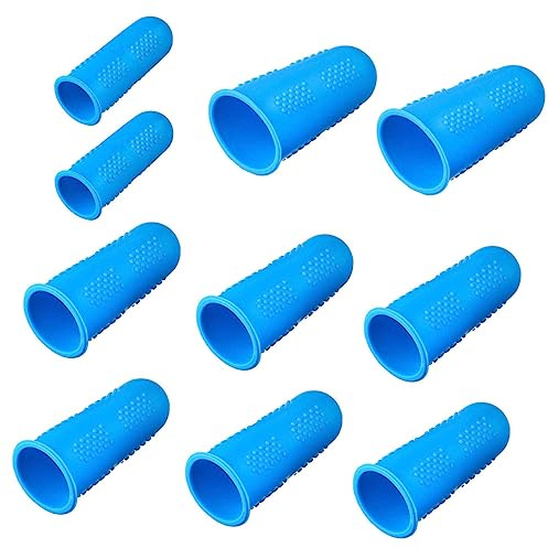 IWOWHERO Cubiertas Dedos De Silicona Antideslizantes Partículas, Set De 10 Unidades (2 Grandes, 6 Medianas, 2 Pequeñas), Aislamiento Térmico, Protección Contra Quemaduras, Uso Cocina e Industria