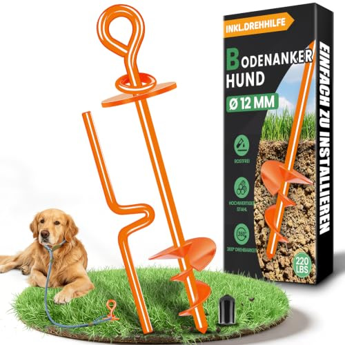 Ancla de Suelo para Perros, Estaca de Amarre para Perros(Naranja) | Antioxidante Perros Grandes de hasta 220 Libras, Estaca de Rotación Libre para Perros para Jardín, Playa, Césped
