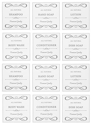 Zerodeko 12 Étiquettes Imperméables Autocollantes Pour Distributeur De Savon Lotion Et Bouteilles De Douche Étiquettes Waterproof Polyvalentes Pour Organisation De Salle De Bain Faciles À Utiliser