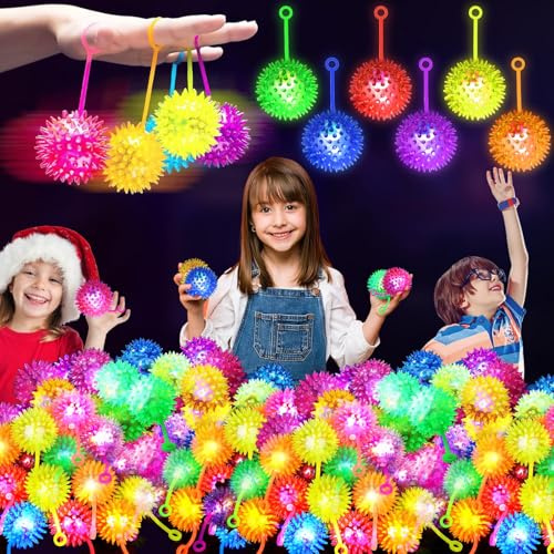 Pelotas Erizo con Luz Led, 12 Piezas Juguete Intermitente Bolas para Niños, Juguetes Luminosos de Fiesta, Colores Pelotas Erizo Luminosas para Recuerdo de Fiesta, Premios de Clase (Colores-12)