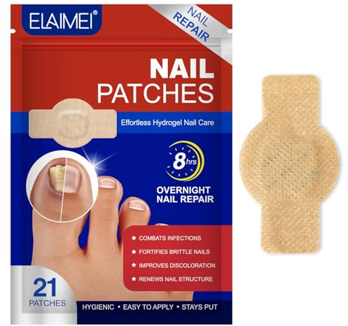 Parches para el Tratamiento de Hongos en las Uñas, 21 Parches Multiusos para Reparar Uñas Dañadas, Parches de Renovación Nocturna de 8 Horas (1)