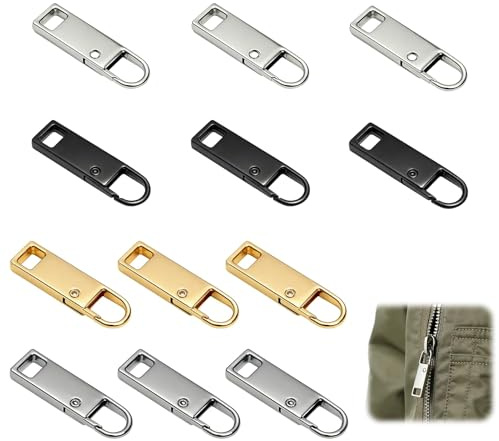 12 Pcs Cremalleras de Repuesto, Lengüetas de Metal