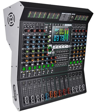 Yamnweo MD10 - Console mixer a 10 canali con 99 effetti DSP, riproduzione USB, connessione wireless, controllo EQ indipendente, ampio display LED - Mixer audio professionale per spettacoli dal vivo