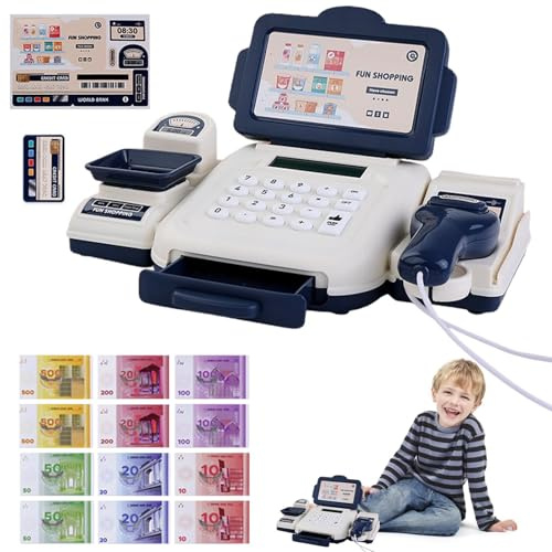 Zwpontia Toy Cash Register - Interactive Scanner Complete Math Learning | Shopping Till Role Play Toys - for Boys Kids Children Preschoolers Daughter Son