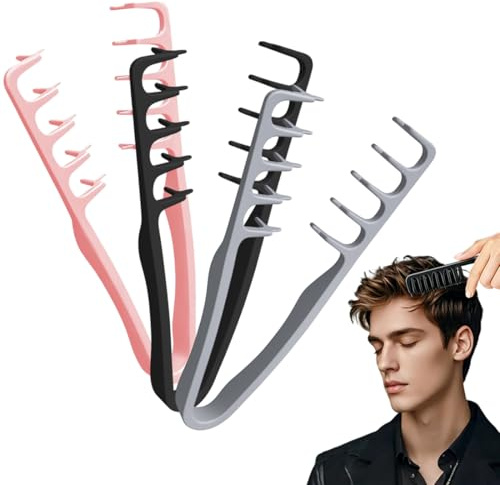IWIDYA 3 Pezzi Pettine Denti Larghi per Texture - styling kamm, Strumento Volumizzante per Radici, Texture Comb Accessorio per Volume Alle Radici e Rifinitura Frange per Uomo e Donne-(E)